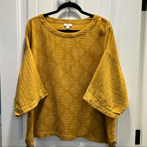 Pure Jill Gold Kimono Style Blouse. Size Medium. Like New. Beautiful! - Picture 2 of 9